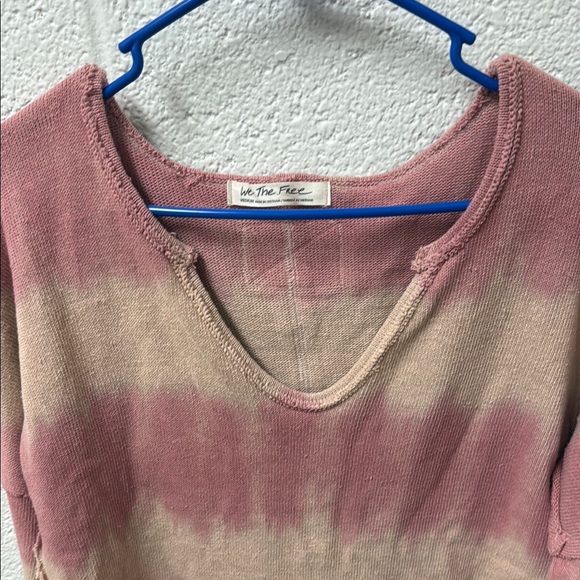 Free People MED Pink and Tan Tie-Dye washed sweater - Picture 4 of 5